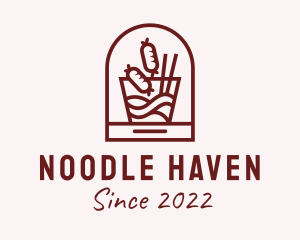 Noodle Sausage Fast Food  logo design