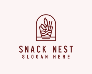 Noodle Sausage Fast Food  logo design