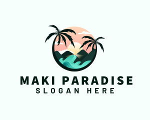 Palm Tree Beach Vacation logo design