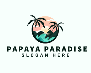 Palm Tree Beach Vacation logo design