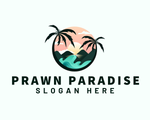 Palm Tree Beach Vacation logo design