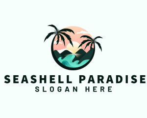 Palm Tree Beach Vacation logo design