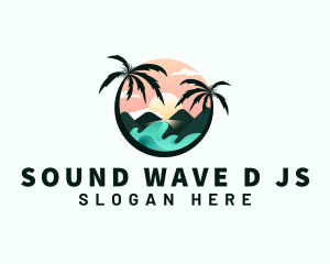 Palm Tree Beach Vacation logo design