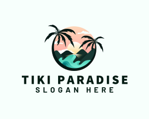 Palm Tree Beach Vacation logo design