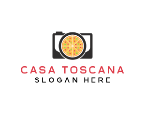 Camera Lens Pizza logo design