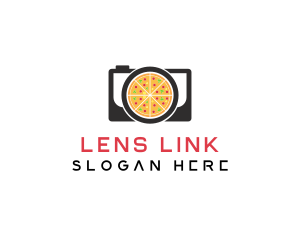 Camera Lens Pizza logo design