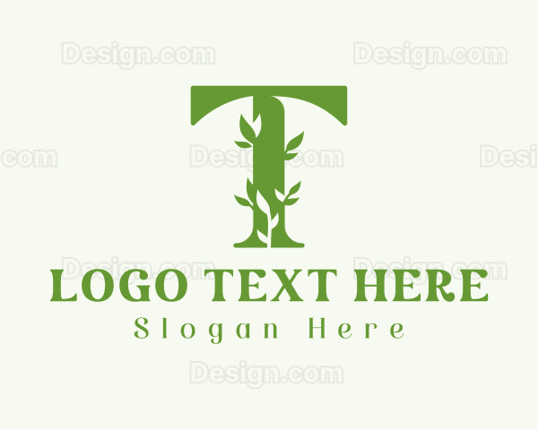 Nature Leaf Letter T Logo