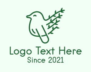 Green Leaf Bird Outline logo