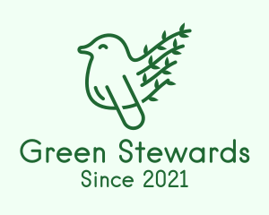 Green Leaf Bird Outline logo design