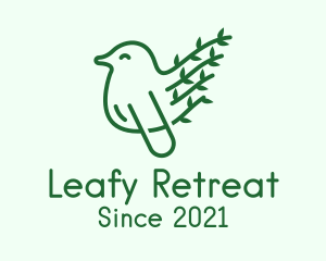 Green Leaf Bird Outline logo design