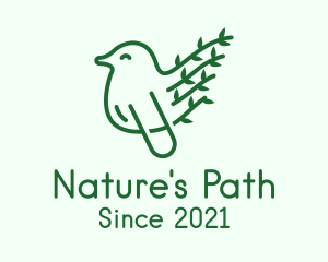 Green Leaf Bird Outline logo design