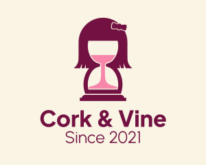 Girl Wine Hourglass logo design