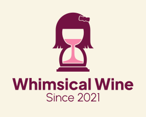 Girl Wine Hourglass logo design