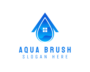 Blue House Droplet logo design