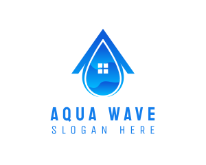 Blue House Droplet logo design