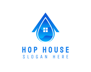 Blue House Droplet logo design