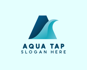 Water Wave Letter A logo design