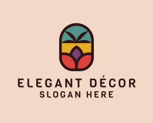 Palm Tree Stained Glass logo design