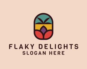 Palm Tree Stained Glass logo design