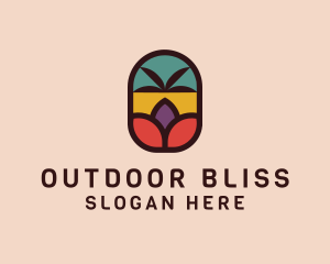 Palm Tree Stained Glass logo design