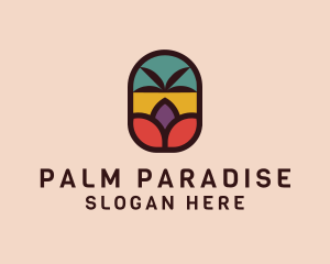 Palm Tree Stained Glass logo design