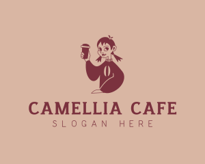 Coffee Cafe Girl logo design