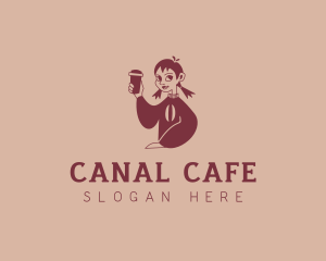 Coffee Cafe Girl logo design