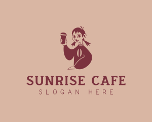 Coffee Cafe Girl logo design