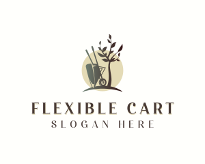 Plant Garden Wheelbarrow logo design