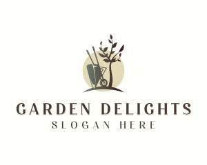 Plant Garden Wheelbarrow logo design