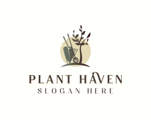 Plant Garden Wheelbarrow logo design