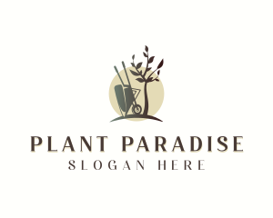 Plant Garden Wheelbarrow logo design