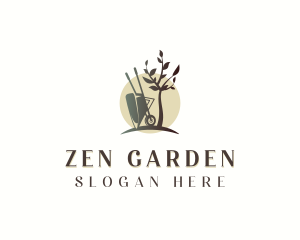 Plant Garden Wheelbarrow logo design