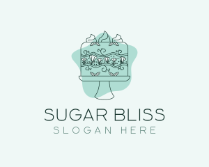 Flower Cake Dessert logo design