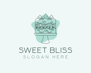 Flower Cake Dessert logo design