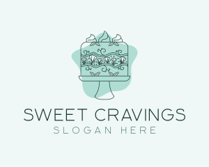 Flower Cake Dessert logo design