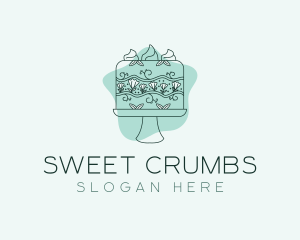 Flower Cake Dessert logo design