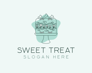 Flower Cake Dessert logo design