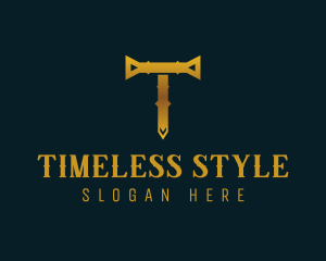 Medieval Style Business Letter T logo design