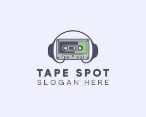 Retro Casette Tape Headphone logo design