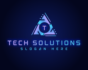 Cyber Tech Triangle logo design