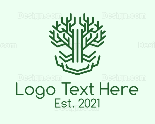 Symmetrical Green Tree Logo