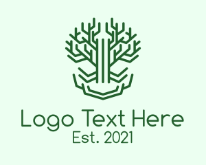 Symmetrical Green Tree logo