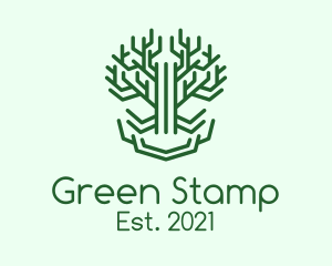 Symmetrical Green Tree logo design