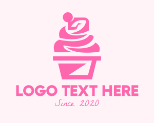 Pink Cupcake Dessert logo