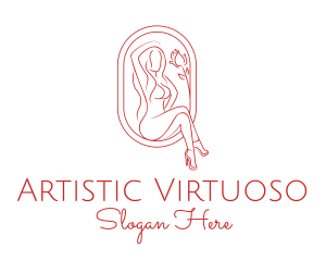 Beautiful Adult Woman Portrait logo design