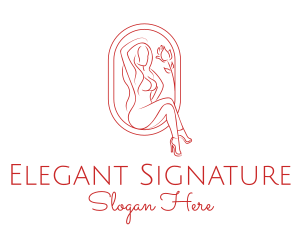 Beautiful Adult Woman Portrait logo design