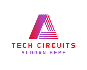 Tech Circuitry Letter A logo