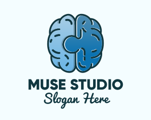 Blue Brain Puzzle logo design