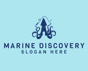 Marine Squid Fishing logo design